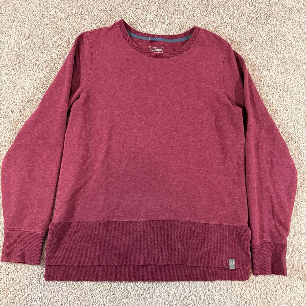 LL Bean‎ Womens Small Burgundy Crewneck Sweatshirt Pullover Casual EUC